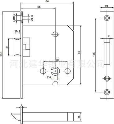 【歐標碰珠鎖體55ZR,滾珠鎖,插芯鎖,執手鎖體】價格,廠家,圖片,其他鎖具,河北建華鎖業-
